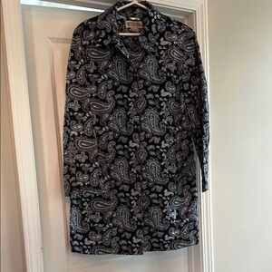 Michael Kors Navy and Light Blue Paisley Trench Coat